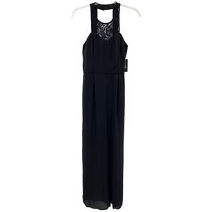 New Want and‎ Need Womens Jumpsuit Medium Black Sleeveless Lace Lined Sheer